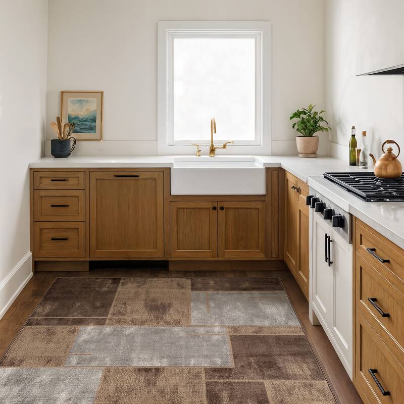 Modern Linear Area Rug for Living Room, Bedroom, or Entryway - Low Pile Indoor Rug