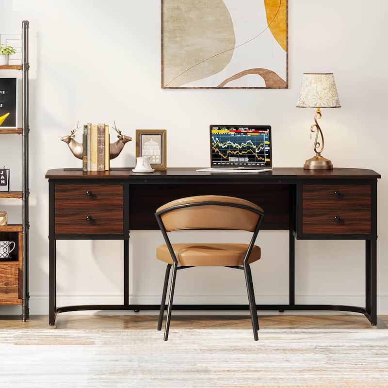 63-Inch Executive Desk with 4 Drawers, Large Office Desk Computer Desk