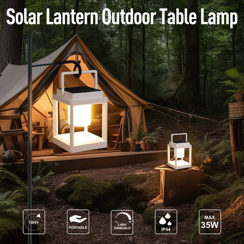 7.4" Outdoor Solar Lantern With LED Light Battery Powered, Durable & Stylish