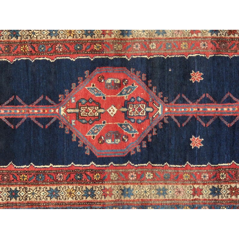 Pasargad Home Vintage Ardabill Collection Navy Lamb's Wool Area Rug - 3' 1" X 11' 5"