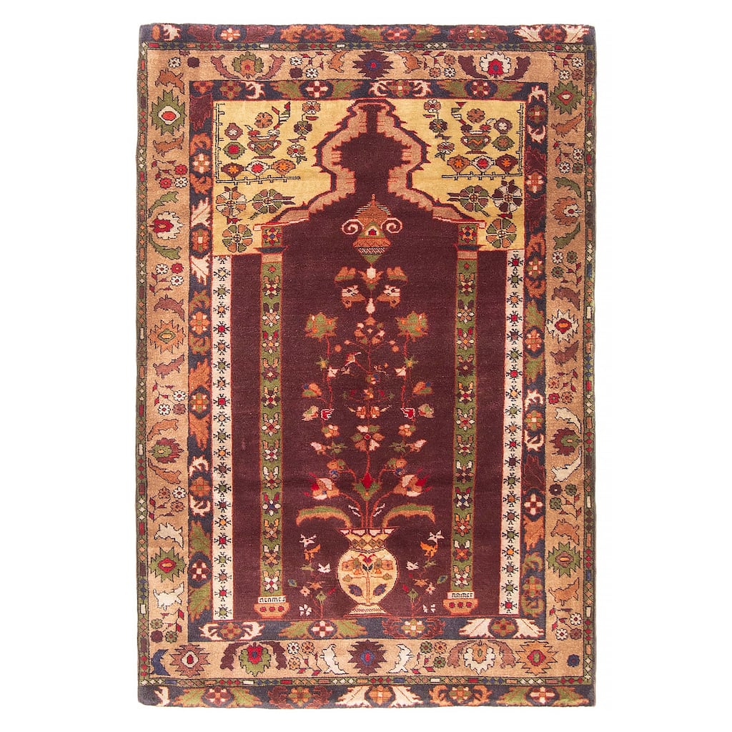 Teimani Burgundy Rug 3'2" x 4'9" - 3'2 x 4'9