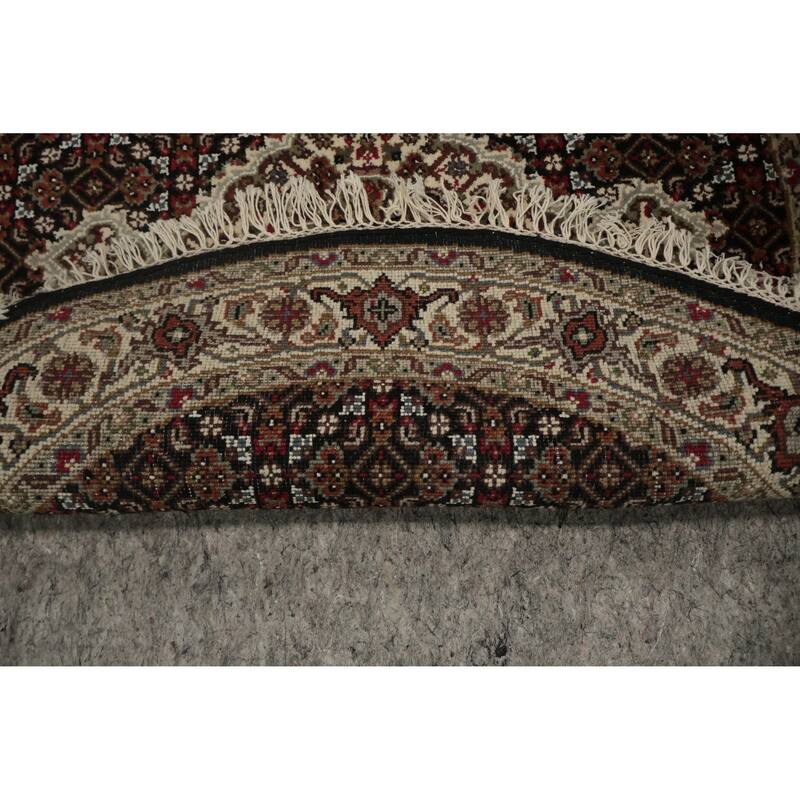 Hand Knotted Oriental 100% Wool Carpet Traditional Floral Black Agra Area Rug - 3' 5'' X 3' 5''
