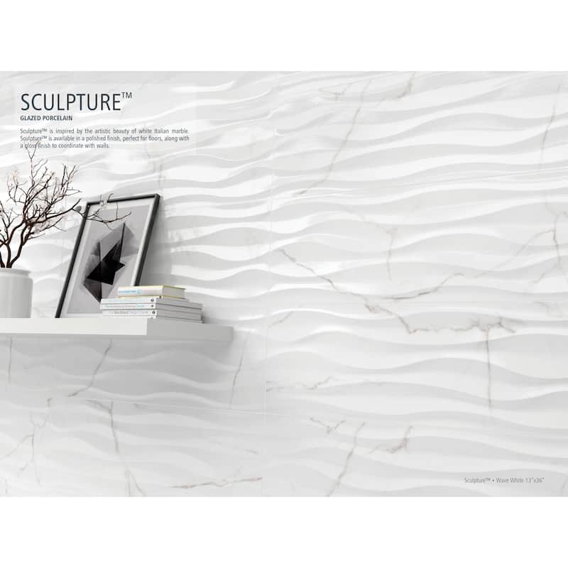 Emser Tile Sculpture - 13" x 36" Rectangle Floor and Wall Tile -