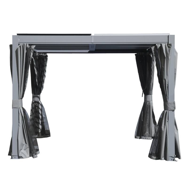 Domi Louvered Pergola 10' x 10', Aluminum Outdoor Pergola with Adjustable Louvers, Full Aluminum Frame, Built-in Gutter System