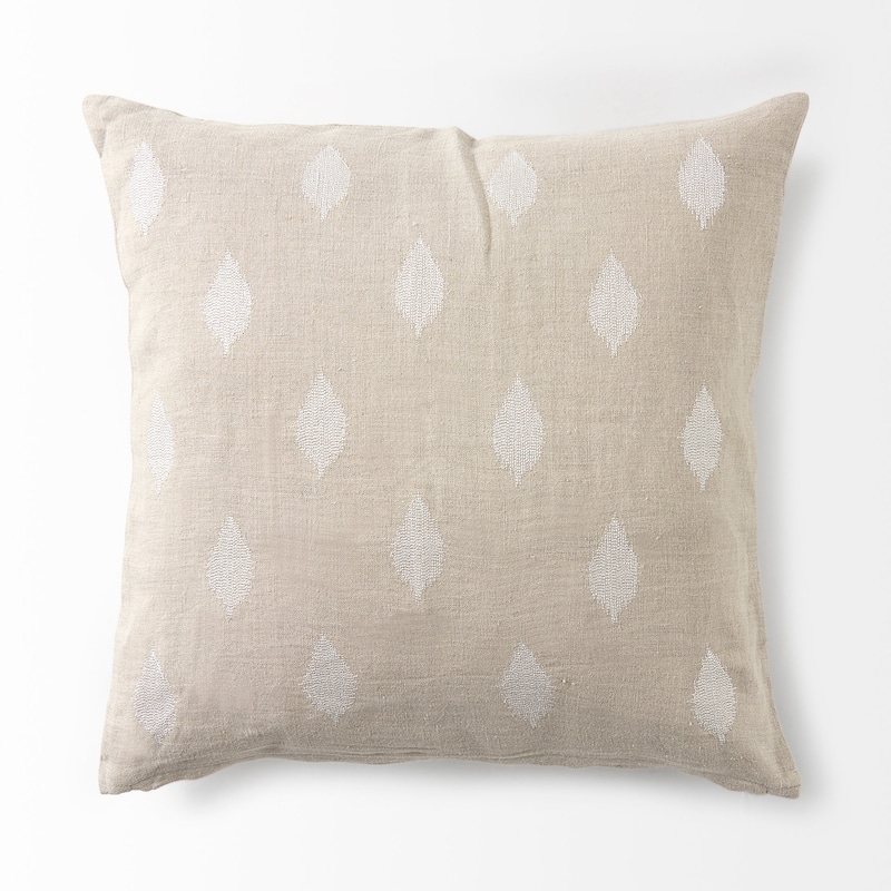 Enya 13L x 21W Beige and Cream Fabric Patterned Decorative Pillow Cover