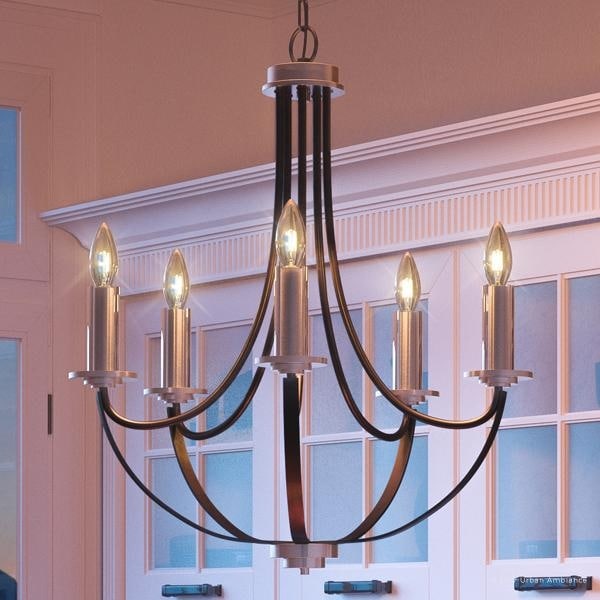 Urban Ambiance Luxury Mid-Century Modern Chandelier, 24.25"H x 23.25"W with Black Silk Finish (60 to 100 Watts - Steel - N/A - 4 to 6 - Single - - Chandeliers For Bedrooms by Overstock.com