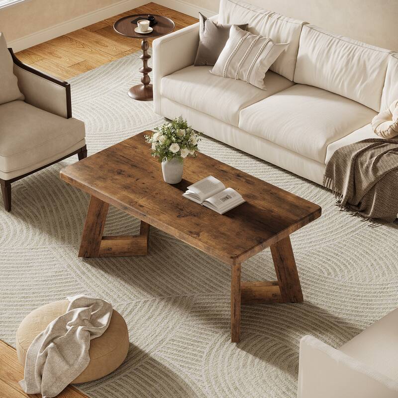 47 Inches Farmhouse Wood Coffee Table for Living Room