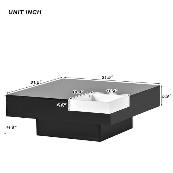 Modern Square Coffee Table with Detachable Tray and Plug-in 16-color ...