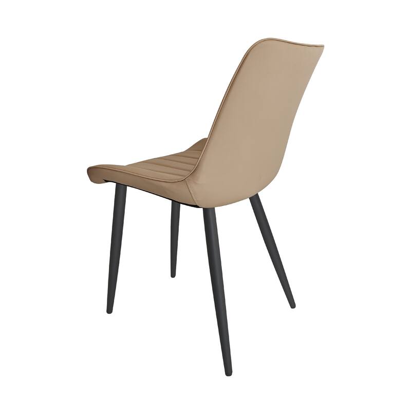 PU Leather Dining Chair with Metal Legs, Wave Pattern Upholstered Armless Chair Set of 6 for Kitchen, Living