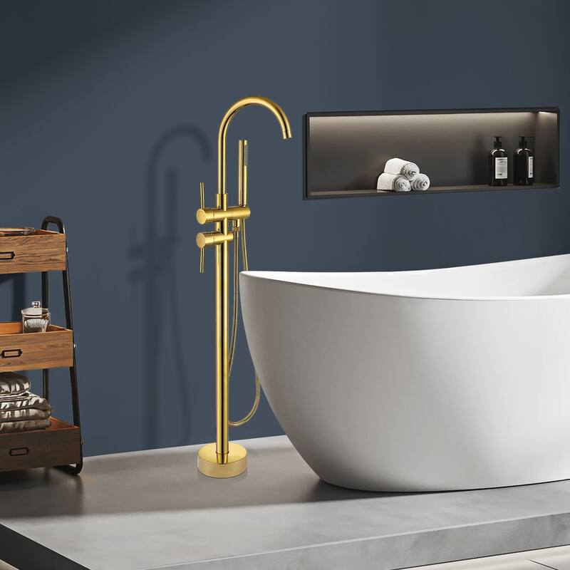 Topcraft Floor Mounted Bathtub Filler with Handheld Showerhead