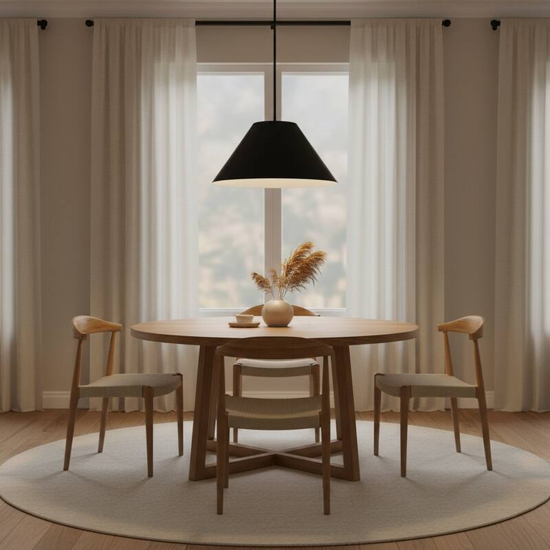 22 inch Integrated LED Pendant Light Diameter 5 Color Temperature Dimmable - Black