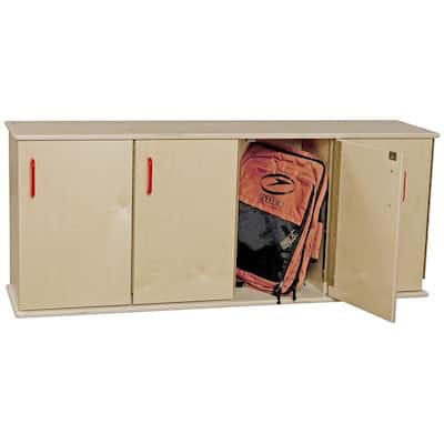 Contender 4 Section Stackable Storage Organizer with Doors Locker, Bookshelf Cabinet, for Classroom - 49"