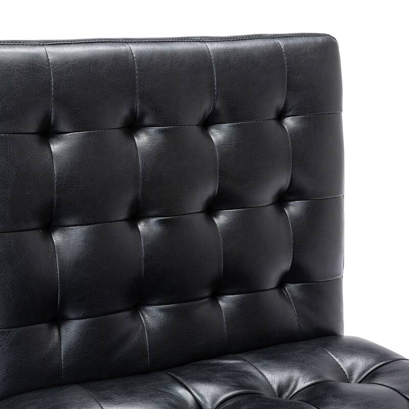 Black Leather Armless Chair Side Chair Corner Chair Dining Chair