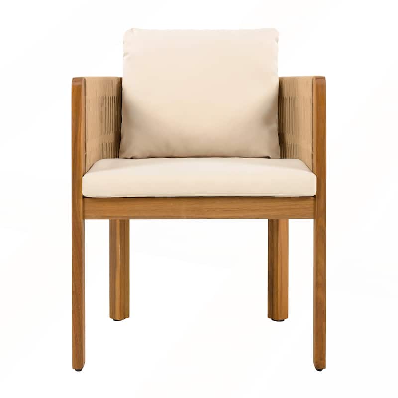 Acacia Wood Outdoor Dining Chairs 2-Pack with Washable Waterproof Cushions