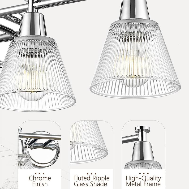 29.5" 4-Light Bathroom Vanity Lighting with Ripple Glass