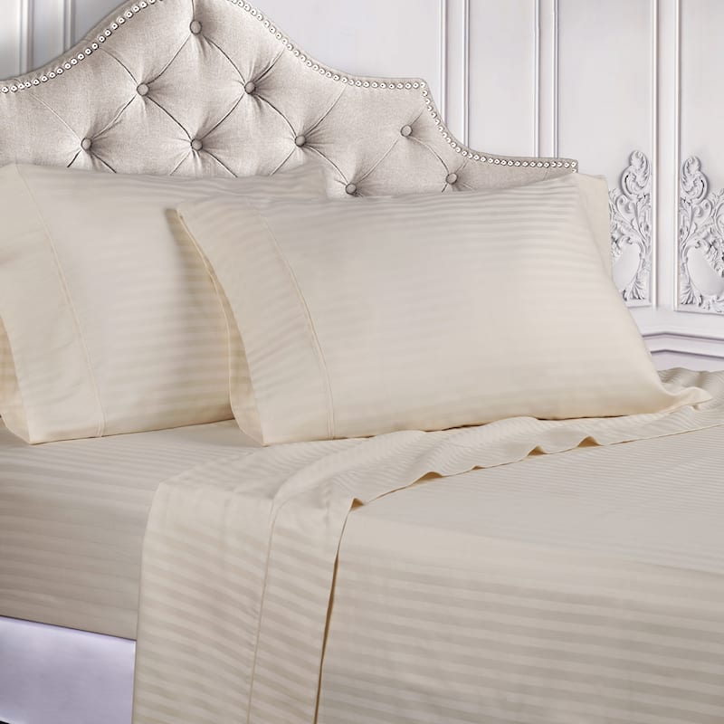 Superior Egyptian Cotton 300 Thread Count Stripe Deep Pocket Bed Sheet Set