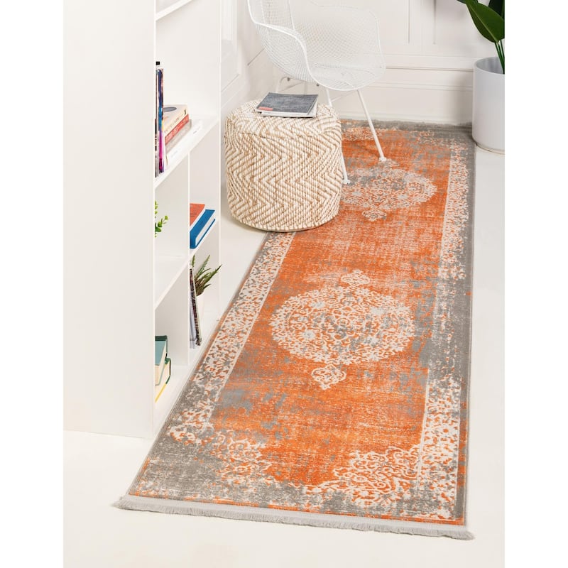 Contemporary Franbu Collection Area Rug - Terracotta - 2'7"x10'