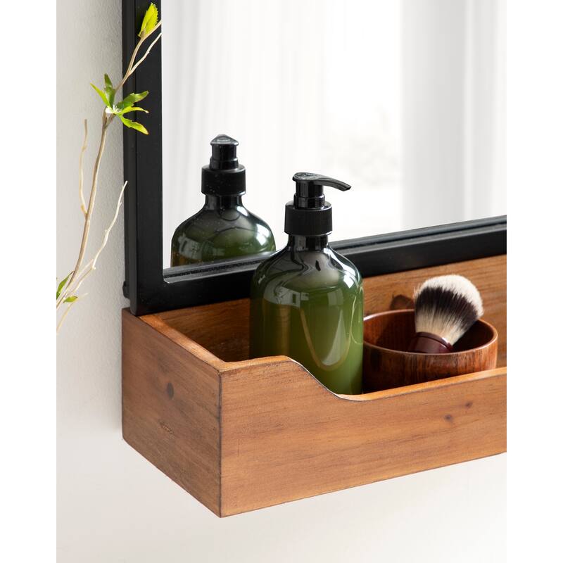 Kate and Laurel Gammons Hanging Farmhouse Wall Mirror with Lower Shelf