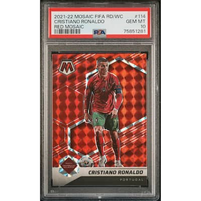 Cristiano Ronaldo 2021-22 Panini Red Mosaic World Cup Card #114 Graded PSA 10 - 8'6" x 11'6"