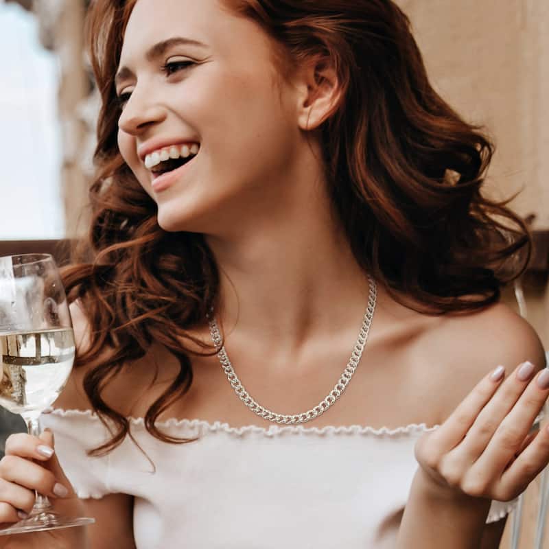 Miadora Sterling Silver Curb Link Necklace