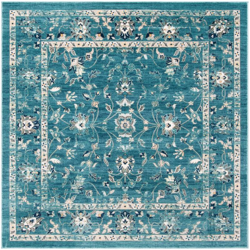 SAFAVIEH Evoke Cari Distressed Vintage Boho Rug - 6'7" Square - Turquoise/Beige - Square