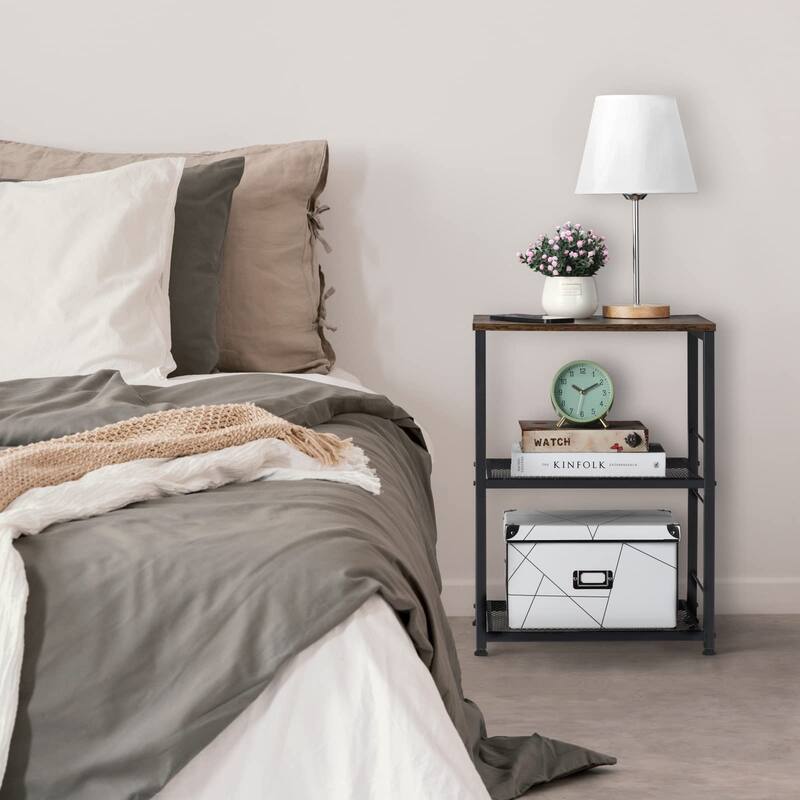 3 Tier Rolling Cart, Brown Kitchen Carts on Wheels with Storage, Multifunctional Utility Cart for Kitchen, Bathroom