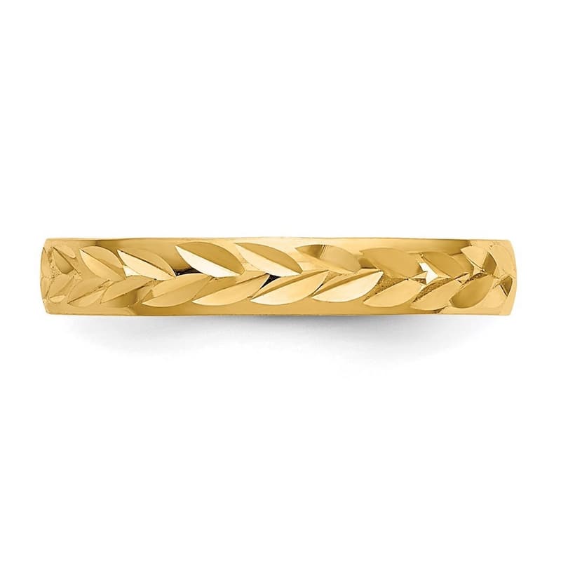 Curata Womens Adjustable Solid 14 karat Yellow Gold Diamond-Cut Toe Ring