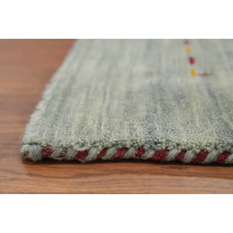 Hand Knotted Oriental 100% Wool Carpet Tribal Animal Pictorial Green Gabbeh Area Rug - 4' 9'' X 5' 0''