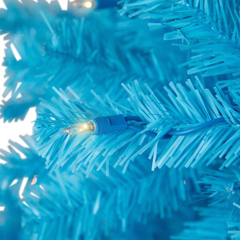 Pre-Lit Medium Pine Artificial Christmas Tree - 6' - Sky Blue - Clear Lights - 6 Foot