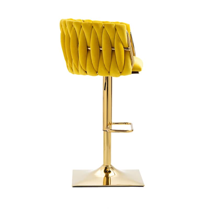 Vintage Velvet Bar Stools with Back and Footrest 2PC/SET,Adjusatble Seat Height from 25.6-32.68 Inch