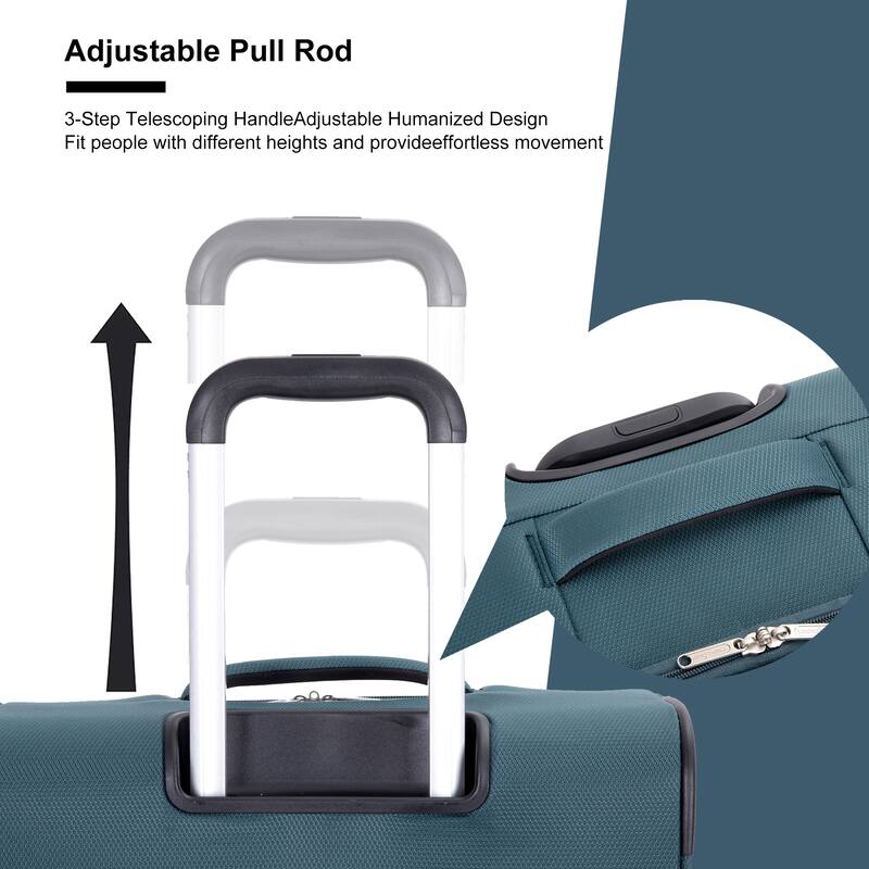 Durable 3-Piece Polyester Luggage Set (18" Carry-On, Travel Bag, Toiletry Bag) with 360° Spinner Wheels