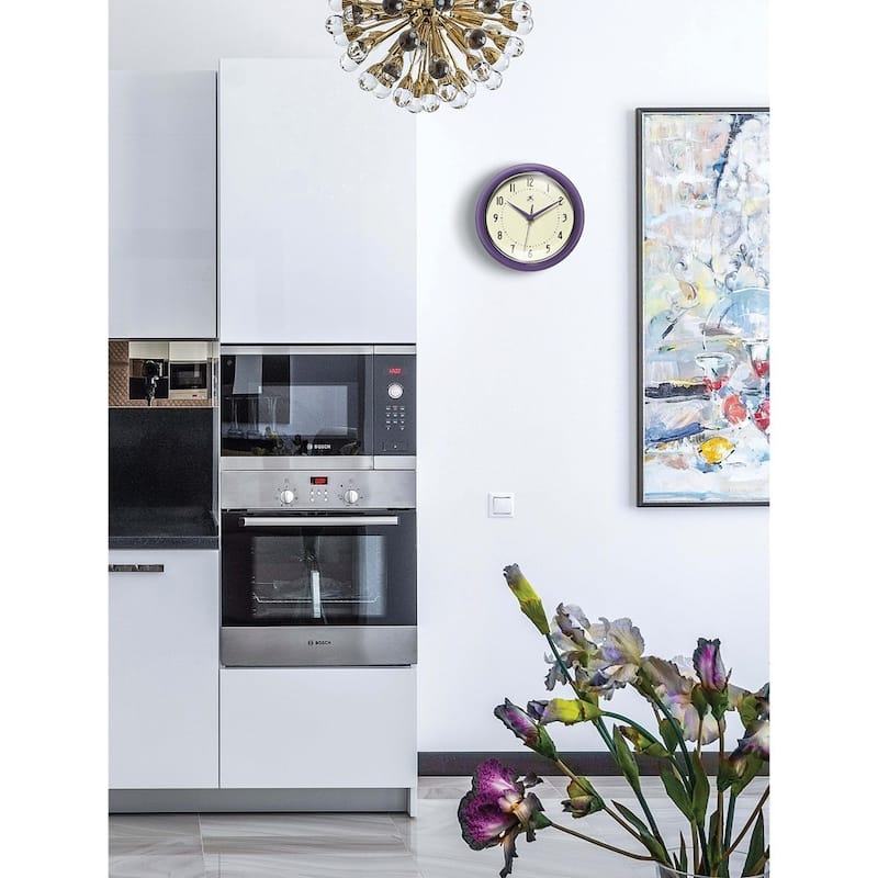 Curata Retro Purple Metal Quartz Wall Clock with Silent Movement