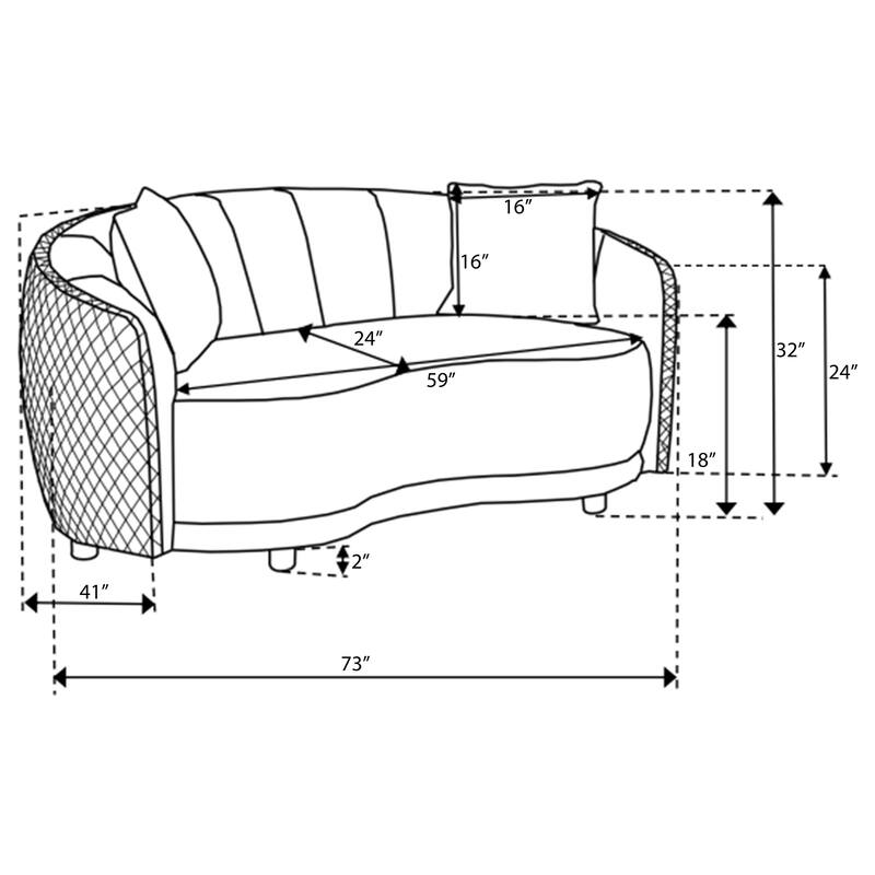 Brookside Velvet Upholstered Curved Loveseat Dark Grey - N/A