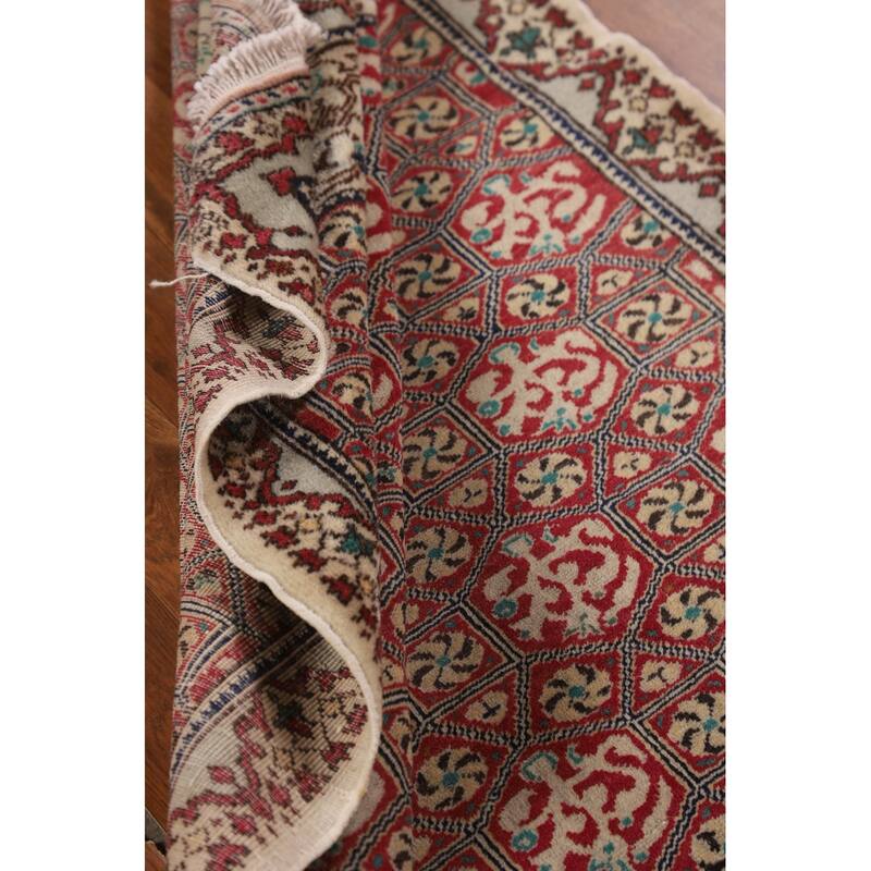 Red Anatolian Turkish Vintage Runner Rug Handmade Wool Carpet - 3'2" X 9'5"