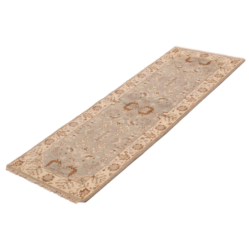 ECARPETGALLERY Hand-knotted Royal Oushak Light Grey Wool Rug - 2'9 x 7'11
