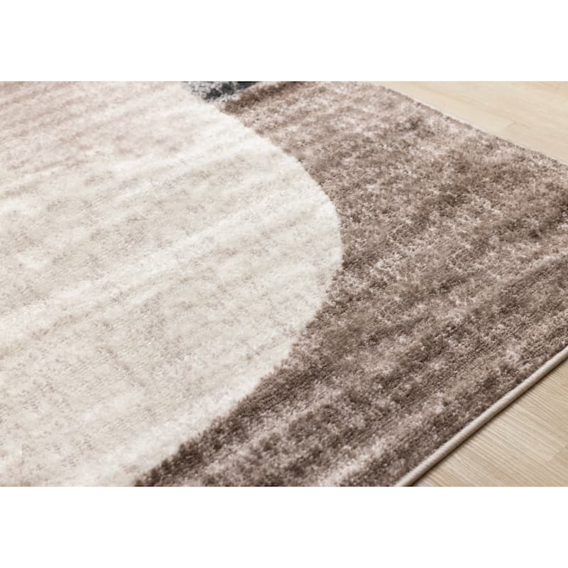 Cream Green Yellow Geometric Area Rug