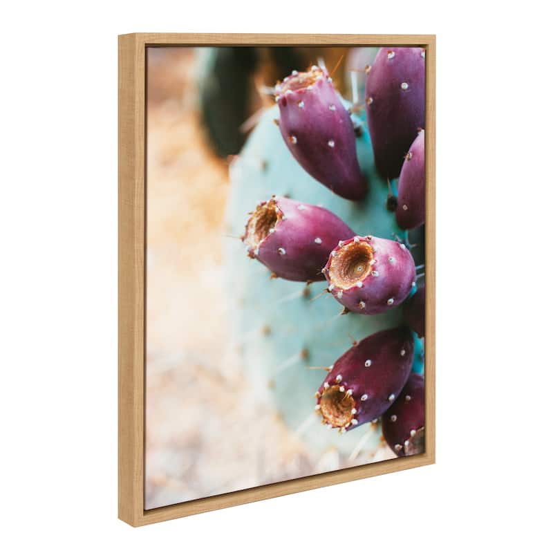 Kate and Laurel Sylvie Prickly Pear Framed Canvas by Stephanie Klatt - 18x24 - Natural