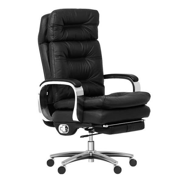 KINNLS Vane Massage Office Chair GF03A005OG00 Office Chair Cowhide Leather Black