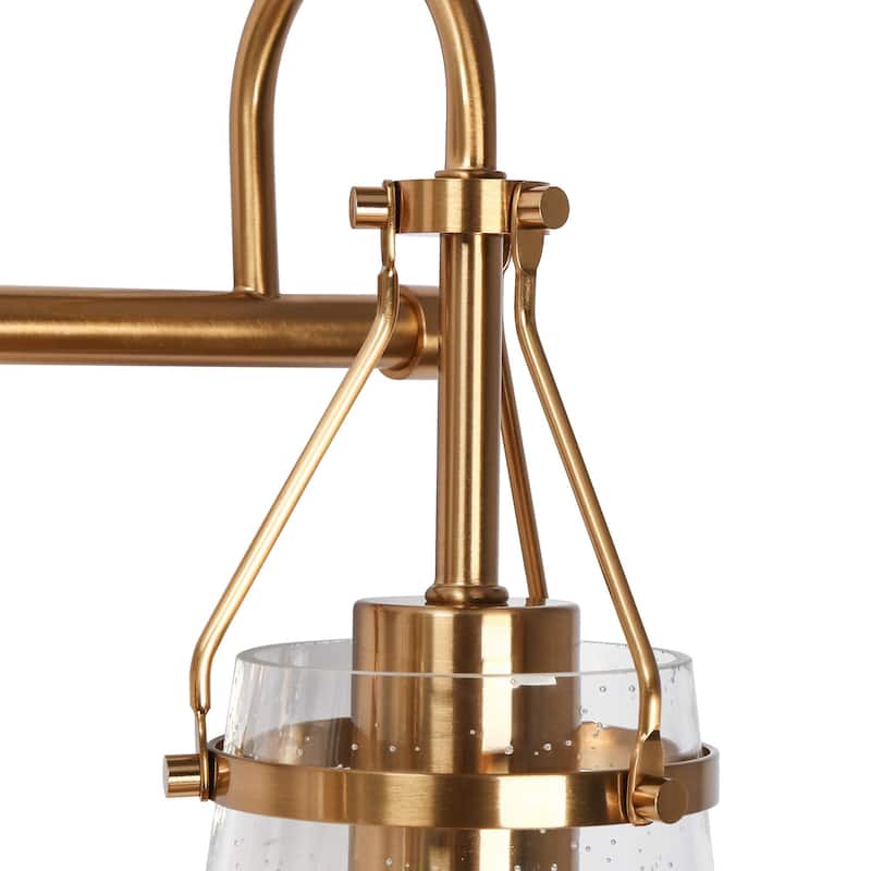 Haye Modern 3-Light Glass Bathroom Vanity Lights Gold Black Wall Sconces - L 22" x W 6.7" x H 13.8"