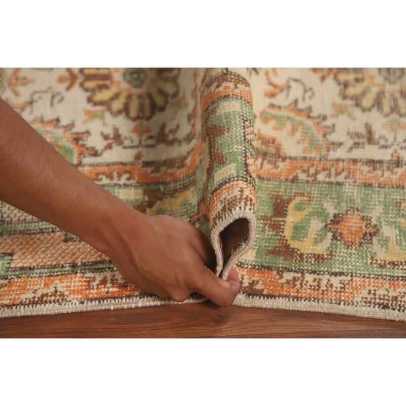 Distressed Sparta Turkish Vintage Area Rug Hand-Knotted Wool Carpet - 5'3"x 8'11"