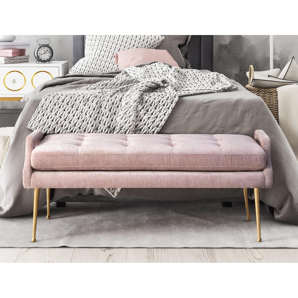 Eileen Blush Slub Velvet Bench