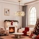 preview thumbnail 8 of 7, KAWOTI 6-Light Drum Glass Chandelier Pendant Lights