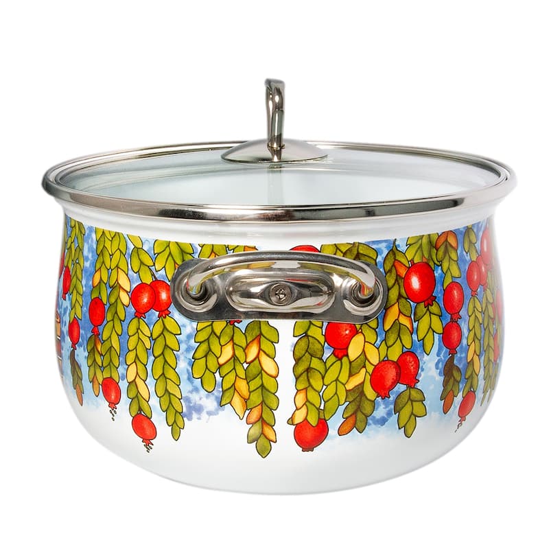 STP Goods Pomegranate Belly Deep Enamel on Steel Casserole w/Glass Lid
