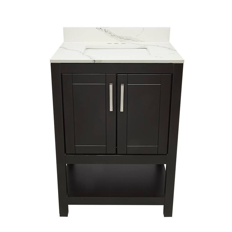 Taos 25" Bathroom Vanity with Cultured Marble Vanity Top Sink in White with White Basin
