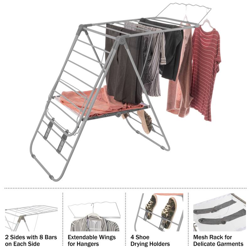 Everyday Home Indoor/Outdoor Folding Clothes Drying Rack