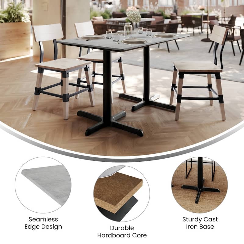 Commercial HPL Tabletop with Table Height Crisscross Base - 48"W x 30"D x 29.5"H