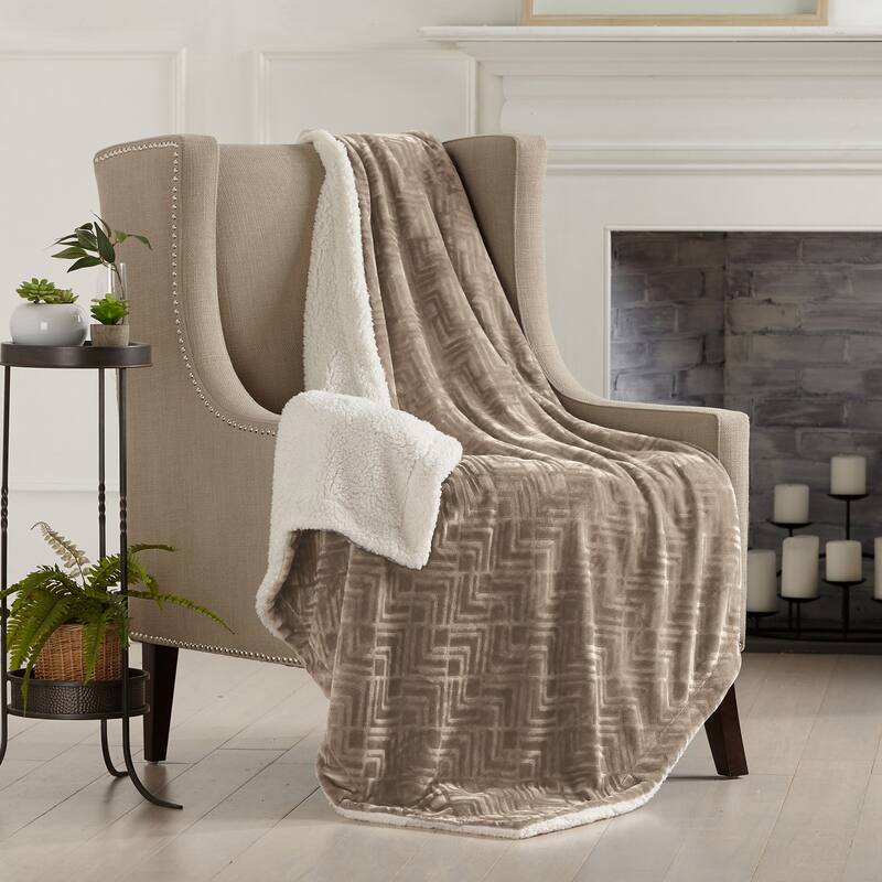 Luxurious Velvet Plush Fleece Reversible Sherpa Throw