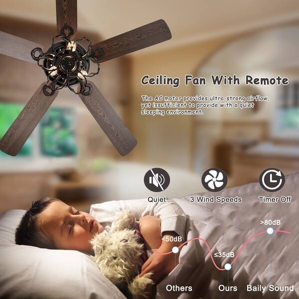EGLO TUNITAS 132cm Black Ceiling Fan With Light – Remote Control, Timer, LED, 6 Speeds