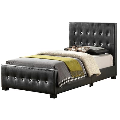 Diamond Jeweled Tufted Twin Panel Bed - 83" - Black