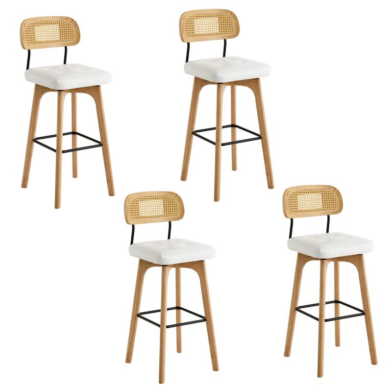 Swivel Bar Stool Set of 2/3/4 with Back Support - White-4 - Set of 4